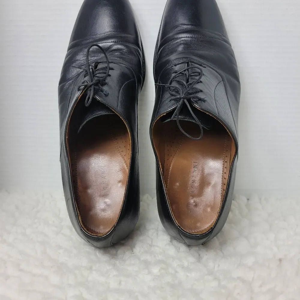 Magnanni Toledo Men’s Size 11.5 Oxford Shoes Black Leather Cap Toe Dress Lace Up